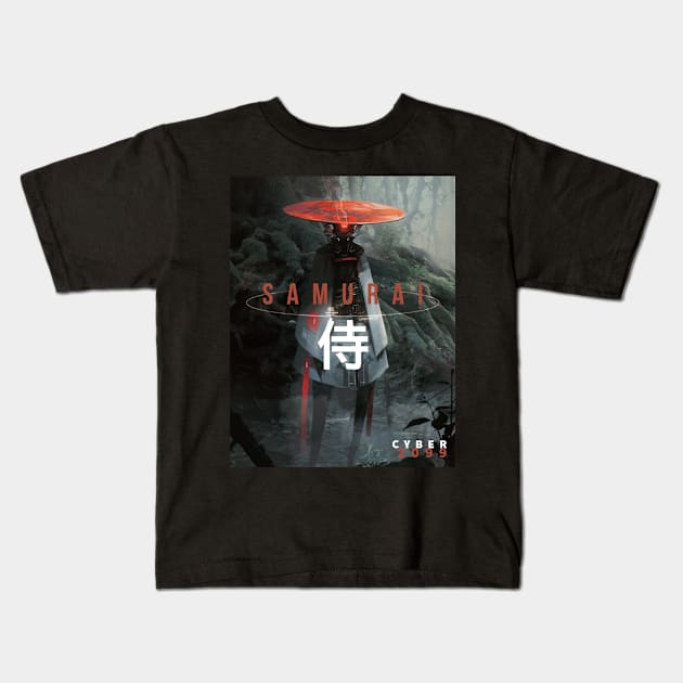 Cyber Samurai Kids T-Shirt by Kanjiworldwide